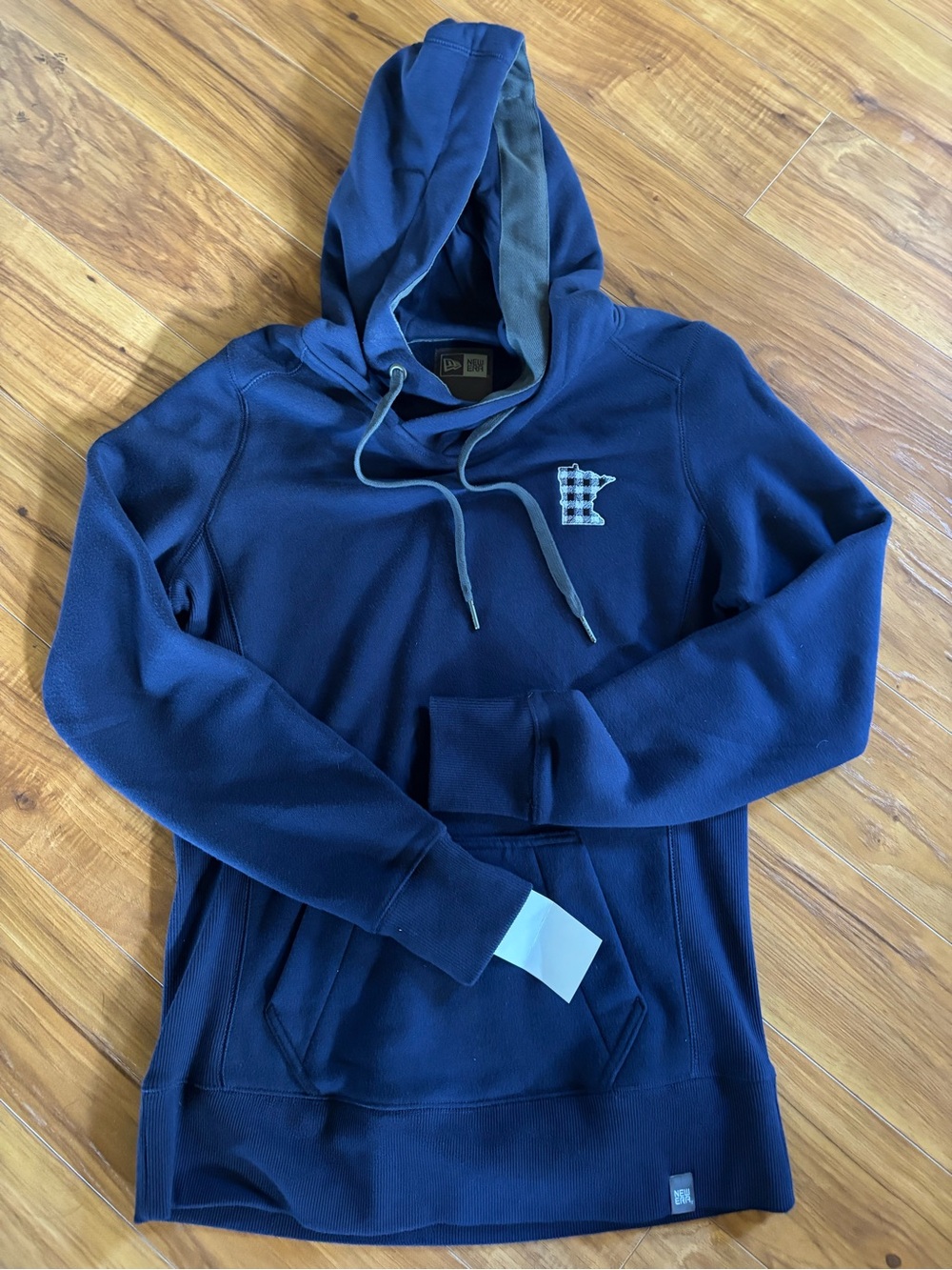 New Era Women's Navy Hooded Pullover with Plaid Logo